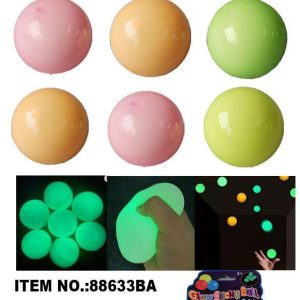 1.75 LUMINOUS STICKY N STRETCHY BALL 3PCS BALL BLISTER CARD