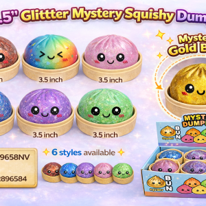 3.5 Squishy Glitter Beads Mystery Dumplings w/Steamer
